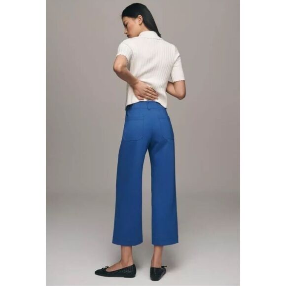 Maeve By Anthropologie Womens The Collette Wide Leg Floral Crop Pants Blue Sz 24 - Picture 4 of 11